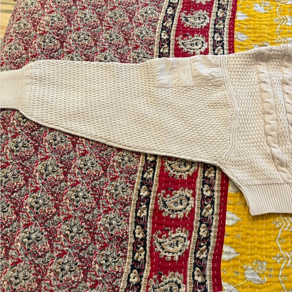 We The Free Cropped Heritage Ivory/Beige Cable Knit Cardigan - Picture 7 of 12